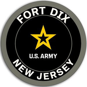Round FORT DIX U.S. Army Base Sticker (military army usa armed car truck rv laptop cell forces auto decal vinyl) US Army Licensed