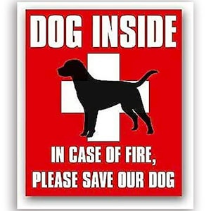 3 x 5 inch hond binnen in geval van brand, bewaar onze hond sticker (huisdier auto auto rv laptop brandveiligheid hond sticker vinyl)