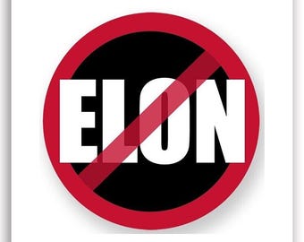Round No Elon Sticker (funny anti musk stop doge car truck auto rv pc iphone cell democrat laptop vinyl decal)