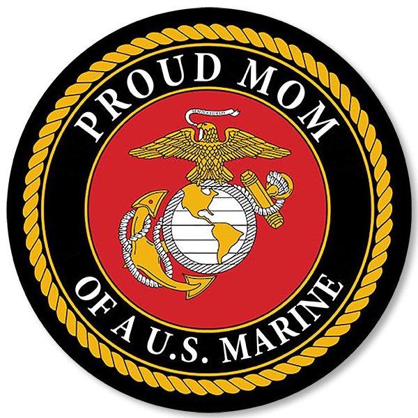 3x3 Inch Round MARINES Proud MOM Of A U.S. Marine Bumper Sticker (vinyl decal auto usmc leatherneck) United States Marine Corp Licensed