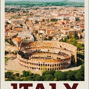 5x3 Inch ITALY VINTAGE Art-Poster Sticker (vinyl decal rome roma auto car truck rv laptop cell iphone europe country city travel italian)