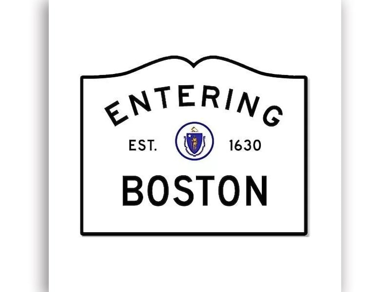 Entering Est. Sign Entering Boston Sign Shaped Sticker (highway Rv Road 1630k Vinyl Decal ...
