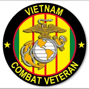 Round Marines Vietnam Combat Veteran Sticker (decal vinyl nama auto rv car  vet leatherneck bumper car usmc) Licensed by USMC