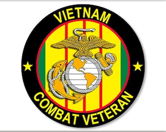 Adesivo Round Marines Vietnam Combat Veteran (decalcomania vinile nama auto rv car vet leatherneck paraurti auto usmc) Concesso in licenza da USMC