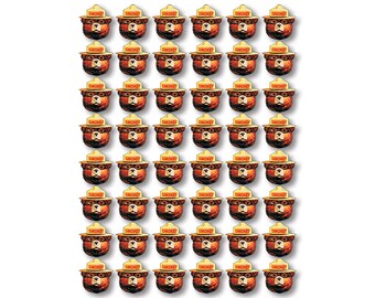Hoja de 48: Pegatinas de la cara del Oso Smokey (scrapbooking country small set every logo hat forest camp camping hiker rv small)