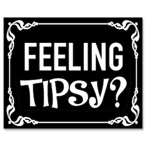 3x4 inch Black FEELING TIPSY Sticker Sticker (jar tipper server bar barista bartender cafe money cash vinyl decal