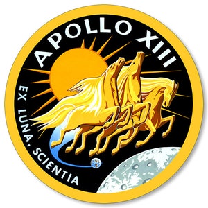 Round APOLLO XIII Sticker (vinyl decal auto car laptop rv truck suv cell rocket insignia seal space science symbol musk meatball)