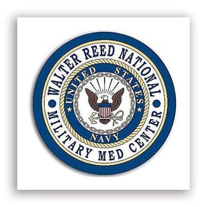 Round Walter Reed National Military Med Center Sticker (vinyl decal auto car truck rv laptop cell iphone navy naval sailor) US Navy Licensed