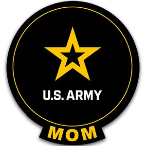 Round With Tab U.S. ARMY MOM Sticker (military army usa armed car truck rv laptop cell forces auto decal vinyl) US Army Licensed
