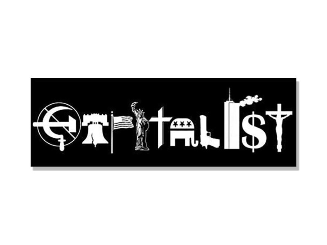 3x9 Inch Black Capitalist Bumper Sticker decal Vinyl Coexist Style Gop