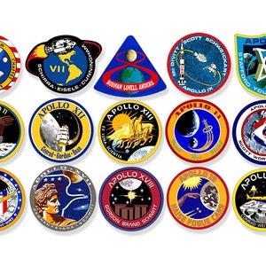 Sheet of All 15: Apollo Mission Logos Stickers (nasa laptop space laptop iphone auto truck car rv rocket cell phone)