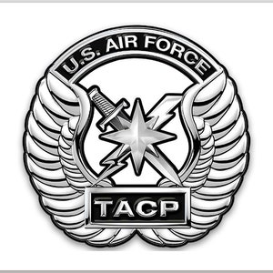 Round TACP Wings Crest Shaped Sticker (logo tactical controlauto car truck rv laptop cell iphone  decal vinly) USAF Licensed