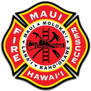 Maui Fire Rescue Hawaii Sticker (Hawaii Hawaiian auto car rv truck laptop iphone cell hi vinyl decal)