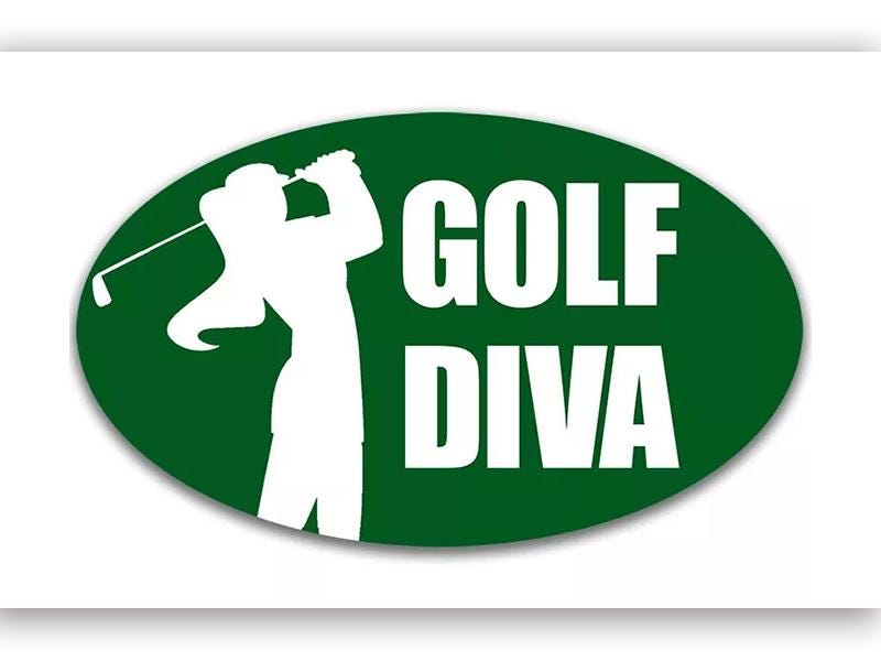 3x5 inch green oval Golf Diva Sticker (vinyl decal pga lpga tee ball auto car truck rv laptop cell iphone funny humor course)