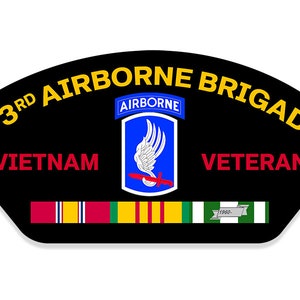 3x5 inch Gold And Black 173rd Airborne Brigade Vietnam Sticker (logo auto car truck rv laptop badge army vinyl decal) US Army Licensed