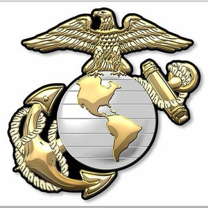 Adesivo 3D GOLD US Marine Eagle em forma de globo (decalque de vinil caminhão fuzileiros navais automóvel rv carro celular couro pescoço militar soldado) Licenciado pela USMC