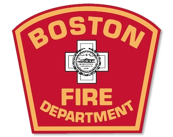Boston Fire Feuerwehr Logo geformte Aufkleber (Feuerwehrmann Vinyl Aufkleber LKW Abteilung Auto RV Auto Handy Laptop Iphone Masse)