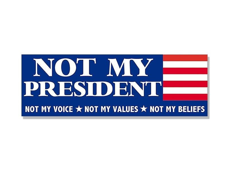 3x9 inch RWB Not My President Voice Values Beliefs Bumper Sticker (vinyl decal anti gop trump auto car truck pro democrat liberal)