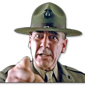R. Lee Ermey Pointing Shaped Sticker (funny marine auto car truck laptop iphone usmc drill full metal jacket vet US Marine Corps)