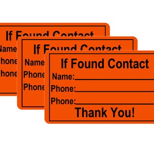 3-Pack 2x3 inch: If Found Contact Stickers (kayak canoe gear name phone kayaker auto rv vinyl decal safety safe paddle oar)