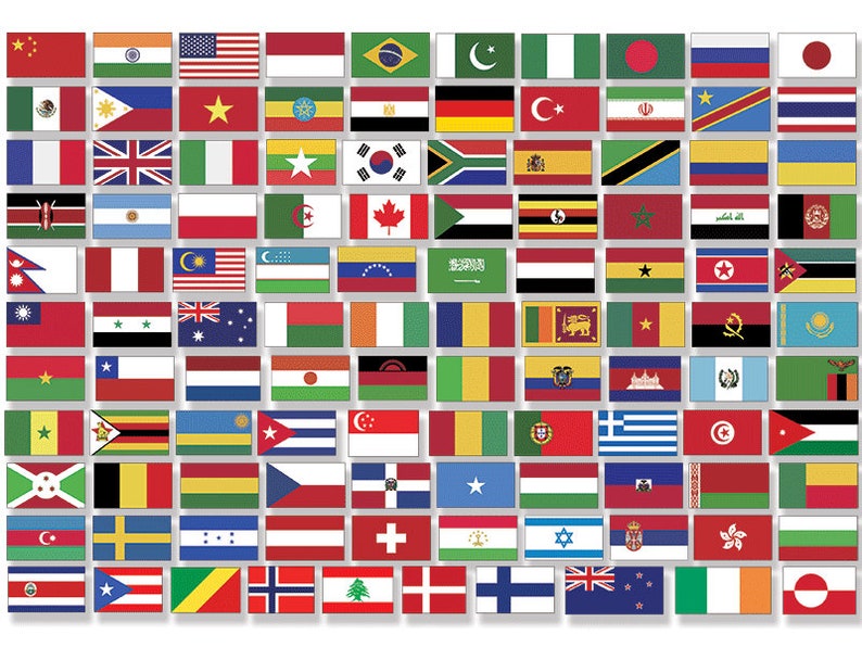 Sheet of 110: WORLD COUNTRY Flag Stickers Stickers (scrapbooking ...