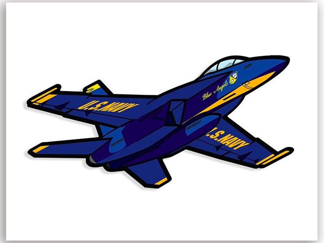 3x6 Inch F-18 US Navy Blue Angels Jet Shaped Sticker fly F18 Logo