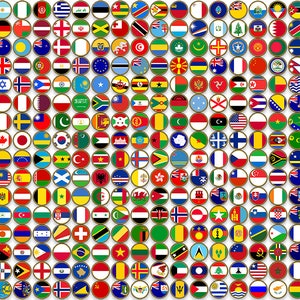2 inch ROUND: Sheet of All 256 Countries WORLD Flag Stickers (vinyl country europe scrapbook decals)