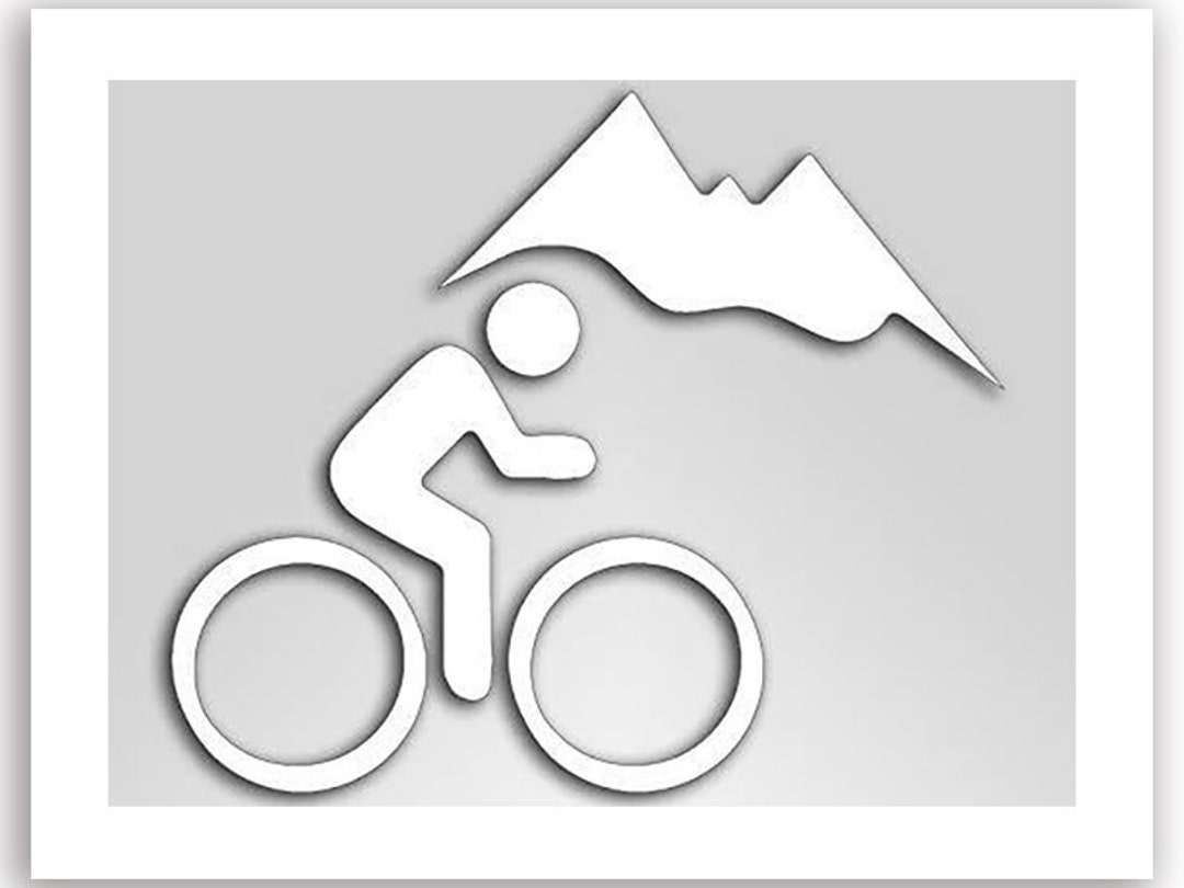 4x5 Inch White Vinyl Mountain Biker Shape Sticker (decal Vinyl Decal ...