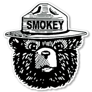 Black and White SMOKEY Bear Face Shaped Sticker (big vinyl decal prevent fires auto rv truck laptop cell window hat) Licensed US Forestry
