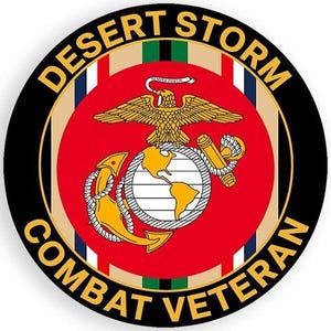 Ronde Desert Storm Combat-veteraansticker (vinyl sticker bumper auto auto vrachtwagen laptop camper telefoon USMC leger marine dierenarts) US Marines Corps Licensed