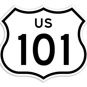 3 inch US Highway 101 Sign Shaped Sticker (california hollywood freeway vinyl decal cali road auto rv)
