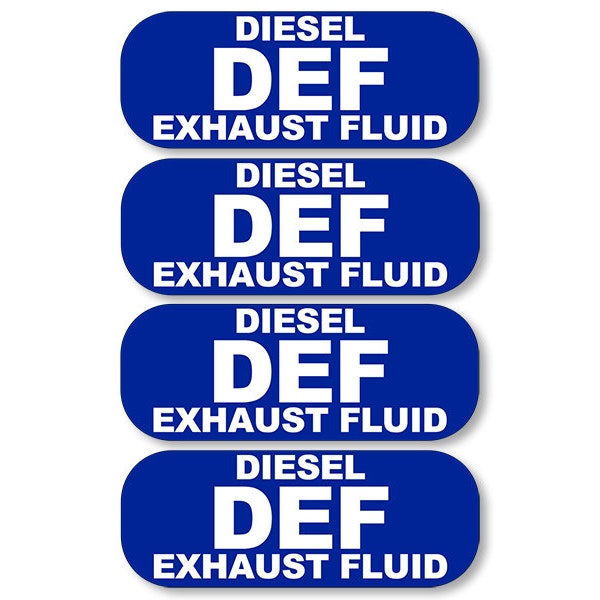 4 Pack: 1x3 inch Blue DEF Diesel Exhaust Fluid Stickers (bio nox bluetech truck)