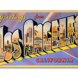 Adesivo de para-choque VINTAGE Greetings From Los Angeles California de 3 x 4 polegadas (símbolo do logotipo la cartão postal antigo scrapbooking star tour auto decalque de vinil)