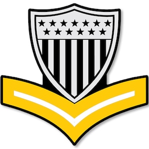 3x4 inch US Coast Guard Rank Petty Officer SECOND Class Shaped Sticker (logo 2nd auto car truck rv laptop cell laptop vinyl decal)