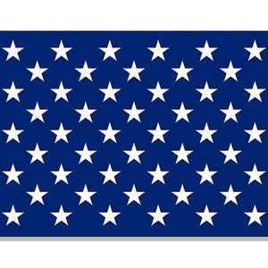 May include: A blue background with 50 white stars arranged in a pattern. The stars are evenly spaced and form a grid.