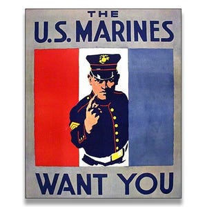 3x4 inch The US Marines Want You Poster Sticker (vinyl decal decal vinyl auto car truck rv laptop usmc marine) US Marine Corp Licensed