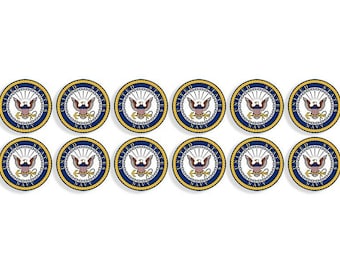12er-Packung runde Aufkleber mit offiziellem Logo der US Navy (Vinyl-Aufkleber für Laptop, Auto, Wohnmobil, LKW, iPhone), lizenziert von der US Navy