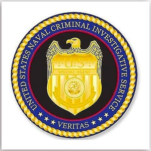 Round NCIS Navy Criminal Investigative Service Sticker (naval decal dept logo vinyl decal auto truck laptop cell iphone) Licenced by US Navy