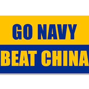 3x5 inch GO NAVY Beat China Bumper Sticker (naval ship usa usn auto car truck rv laptop cell iphone usna top-gun vinyl decal)