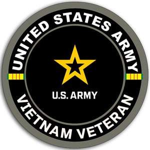 Round United States ARMY VIETNAM Veteran Sticker (military army usa armed forces auto car laptop cell decal vinyl) US Army Licensed