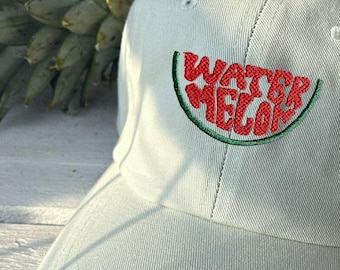 Gorra de sandía bordada, bordado de frutas, diseño de bordado