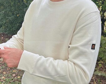 Sustainable Natural Raw White Crewneck, Ethical Clothing Choice