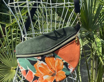 Bolso bandolera con estampado de flores tropicales, bolso de hombro hecho a mano