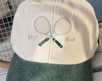 Gorra de tenis bordada, Tennis East Club, gorra de béisbol estilo vintage bicolor