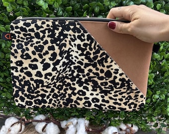 Bolso de mano con estampado de leopardo: neceser único, organizador de maquillaje