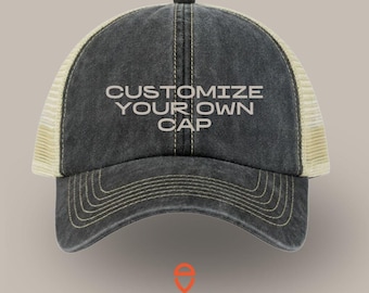 Gorra de camionero vintage lavada, personalizada/ajustable con cierre a presión