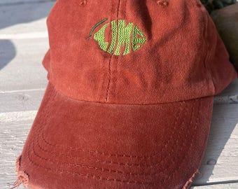 Gorra verde lima desgastada, diseño bordado, color lima bordado, estilo vintage
