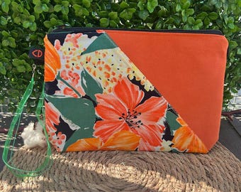 Tropical Flowers Clutch Bag: Unique Pouch, Make-up Organizer