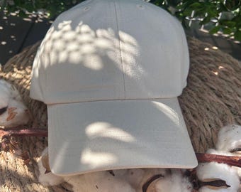 Organic Cotton Baseball Cap | Natural Undyed White, Speckled Effect (Adjustable)