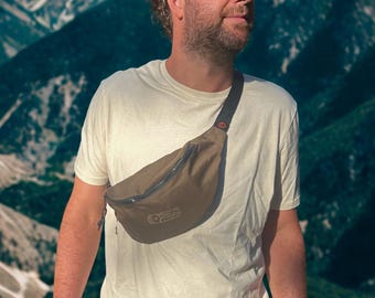 Men's Fanny Pack with Mountain Design, 2 Pockets, Crossbody Wallet, Gift For Him